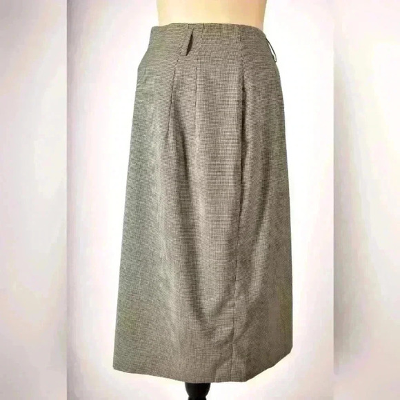 JIL SANDER Black White Gray Houndstooth Fitted Wool Pencil Skirt 40EU  4US Italy - Picture 1 of 10